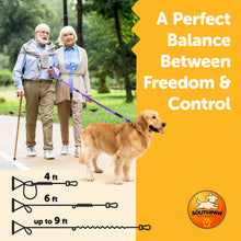 Load image into Gallery viewer, Shock Absorbing Bungee Dog Leash with Seatbelt Buckle and Comfortable Padded Grip, Highly Reflective Bungee Leash for Large Dogs, Stretch Leash Extendable from 4ft to 9 ft.