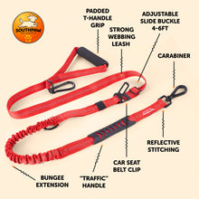 Load image into Gallery viewer, Shock Absorbing Bungee Dog Leash with Seatbelt Buckle and Comfortable Padded Grip, Highly Reflective Bungee Leash for Large Dogs, Stretch Leash Extendable from 4ft to 9 ft.
