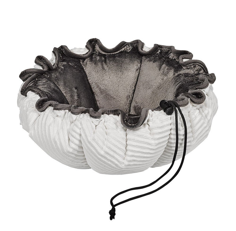 Bowsers Buttercup Bed Marshmallow Microcord (Grey Teddy Inside, Marshamallow Trim)