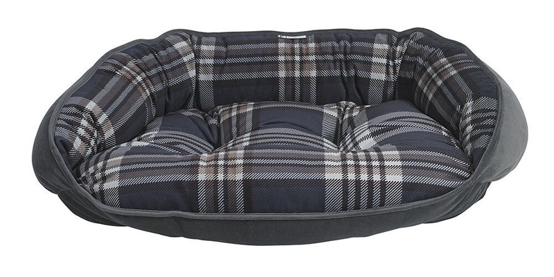 Bowsers Crescent Bed, Greystone Tartan Microvelvet
